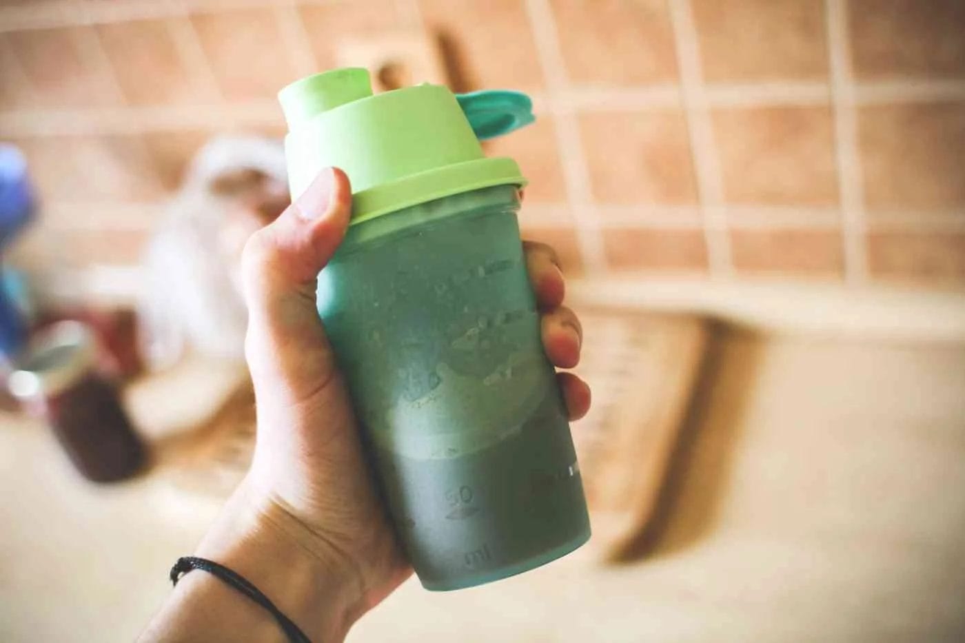 protein shakes green bottle