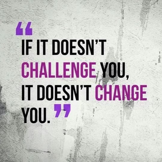 Quote that says "If it doesn't challenge you, it doesn't change you."