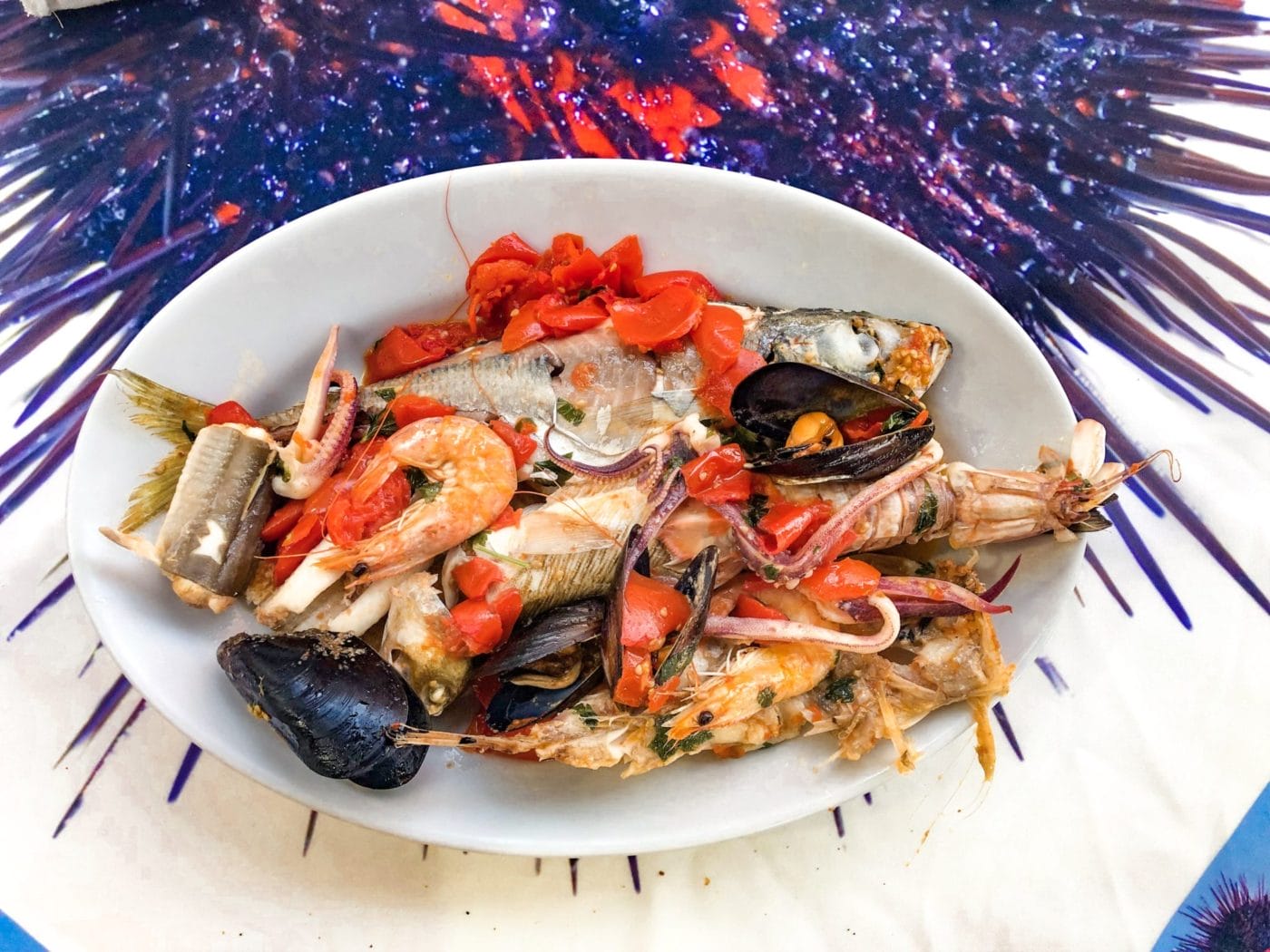 Seafood platter at Da Maria Restaurant on Procida Island Italy