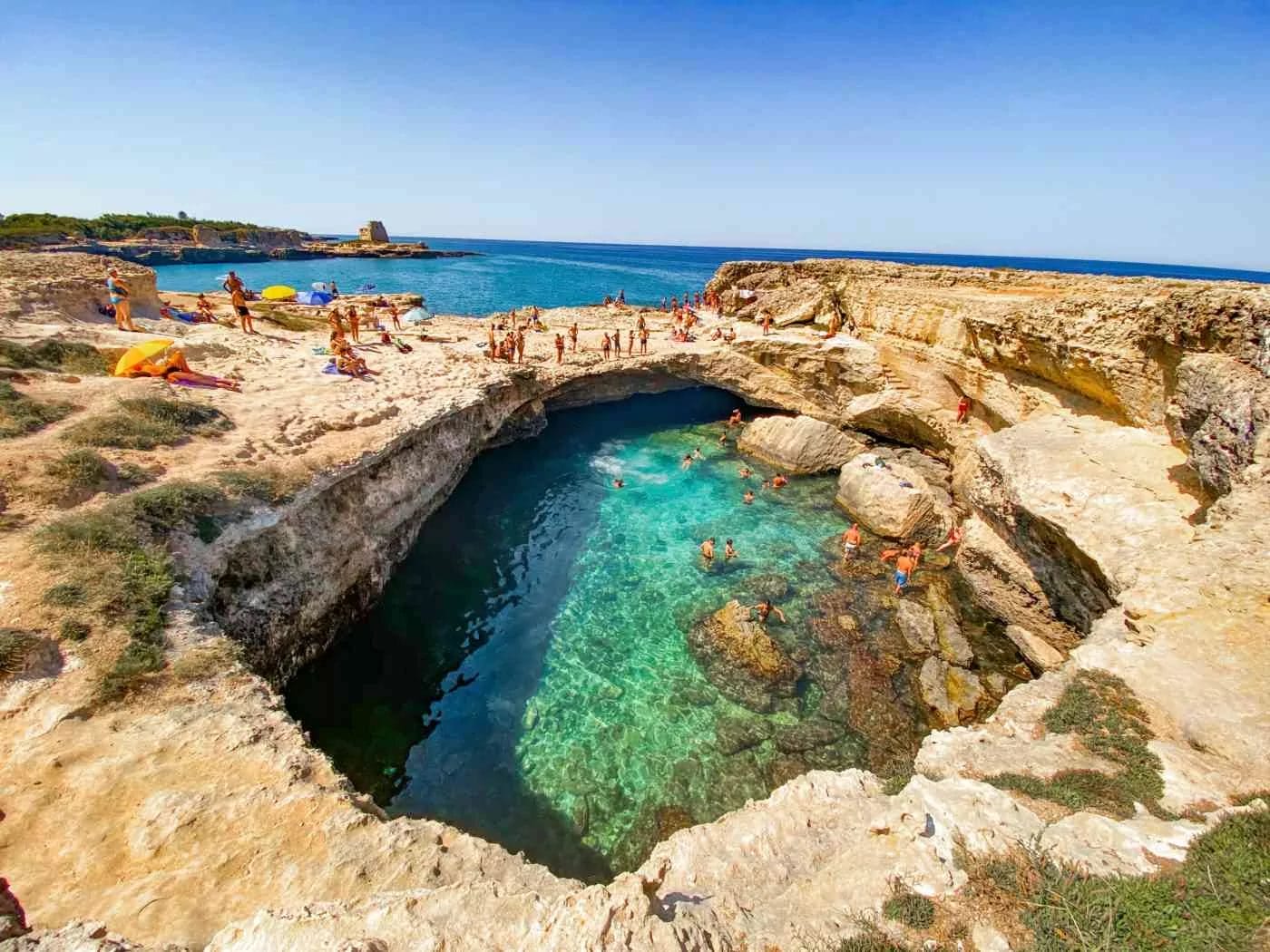 grotta della poesia in puglia - one of the best swimming holes to stop on a road trip