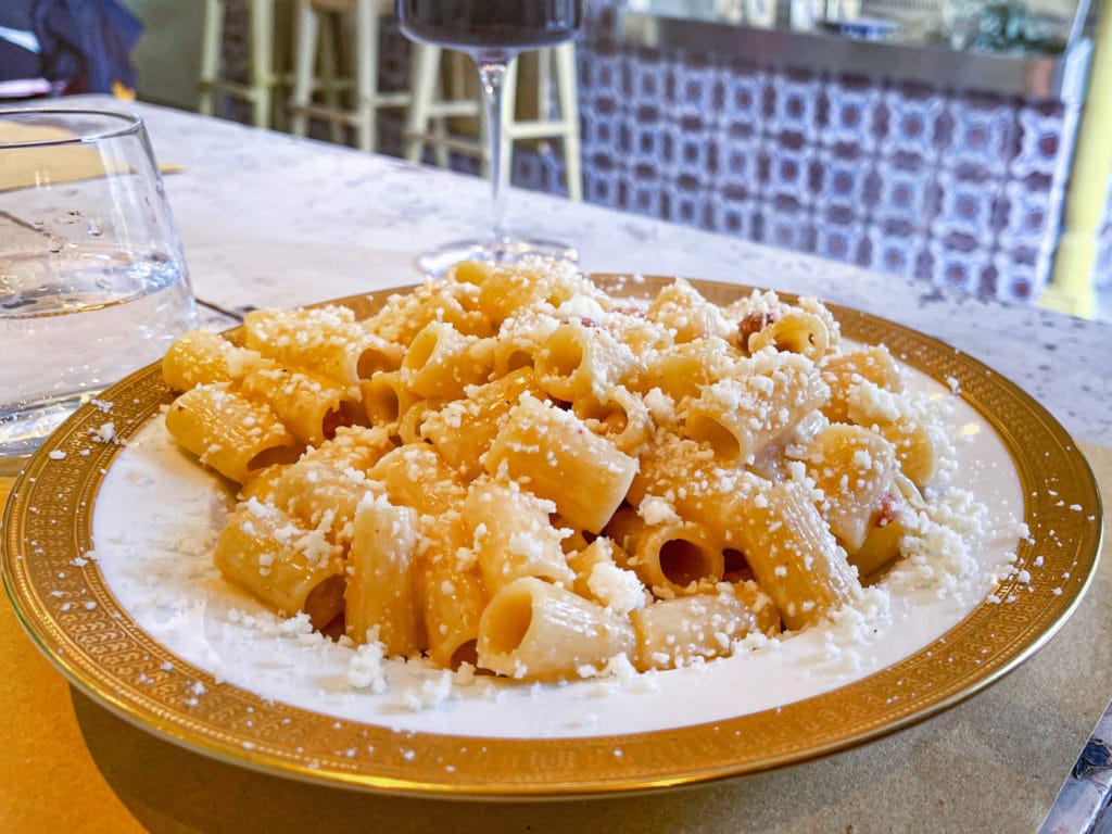 Gricia pasta with pecorino and guanciale