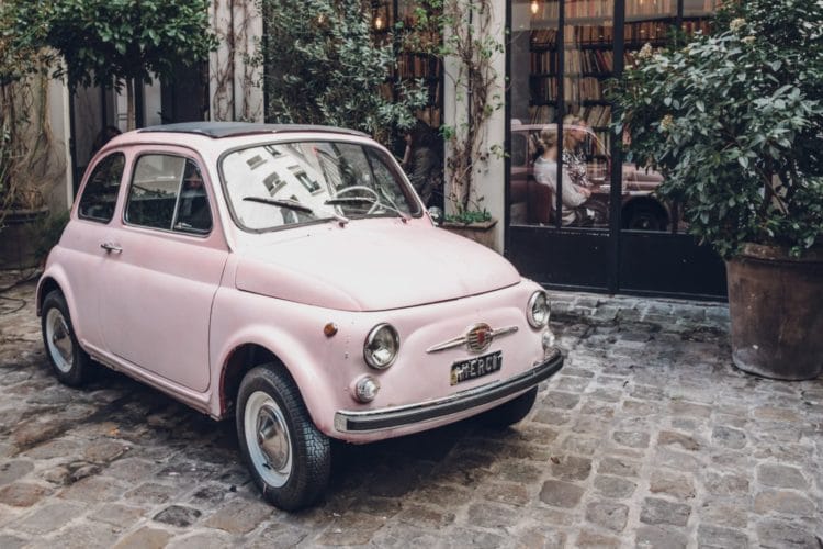 A 500 pink fiat italian car