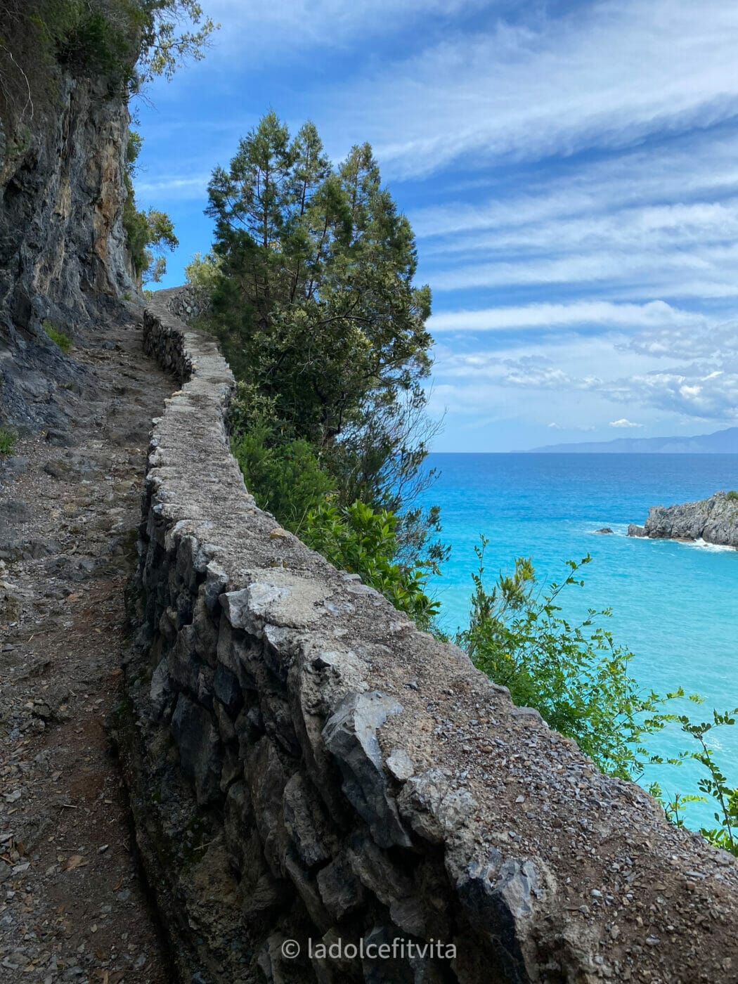 Footpath down to Arcomagno Beach in Calabria, Italy