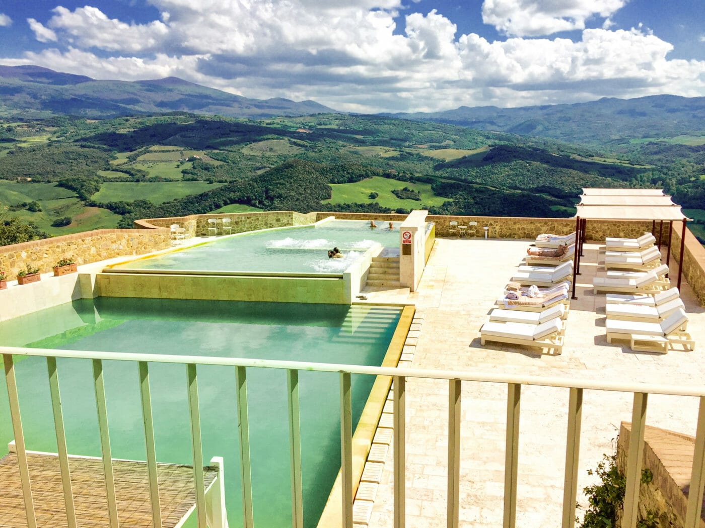 the thermal pools at castello di velona resort in tuscany